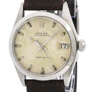 ROLEX Oyster Date Precision 6466 Steel Hand-Winding Mid Size Watch Vintage